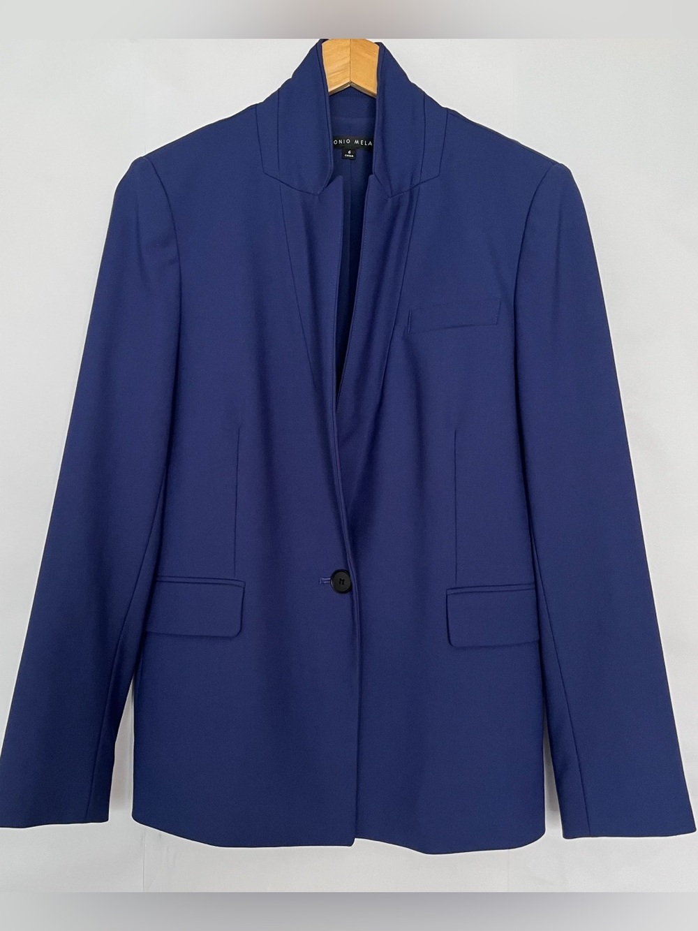 Antonio Melani Wool Blend Blazer Single Button Professional Career Size 6 Blue